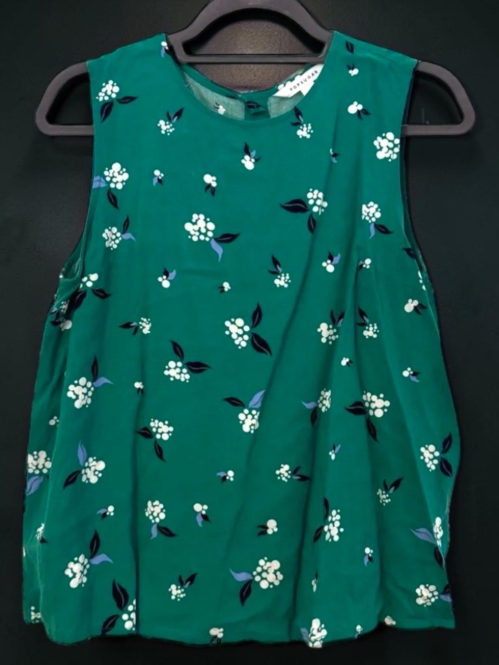 PopSugar Green Floral Sleeveless Top Large